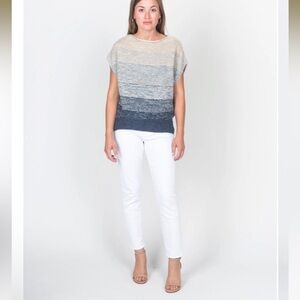 Brochu Walker Navy and Cream Knit Tee Anthropologie small FLAW